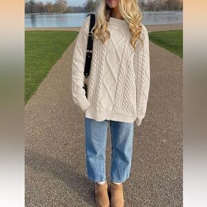 Cozy Cable Knit Sweater - Cream